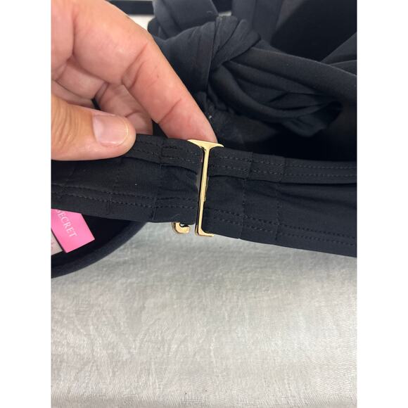 Victorias Secret Bikini Top 34DD Black The Wrap Halter Swim Padded - Picture 4 of 7